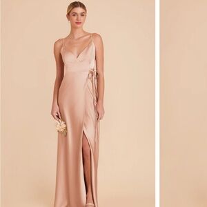 Bridesmaid Birdy Grey Rose Gold Cindy Satin Dress